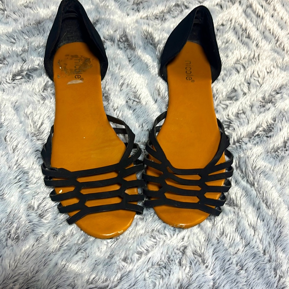 Black opened toed shoes